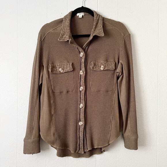 Dylan Shacket Womens Small Waffle Knit Button Front Boho Minimalist Streetwear - Picture 1 of 13